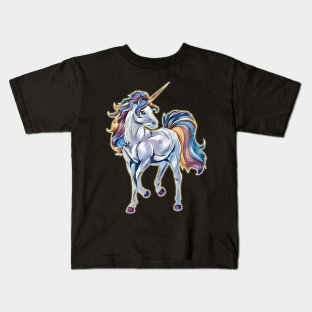 majestic fabulous af unicorn for unicorn lovers birthday decoration gift Kids T-Shirt by ZenCloak